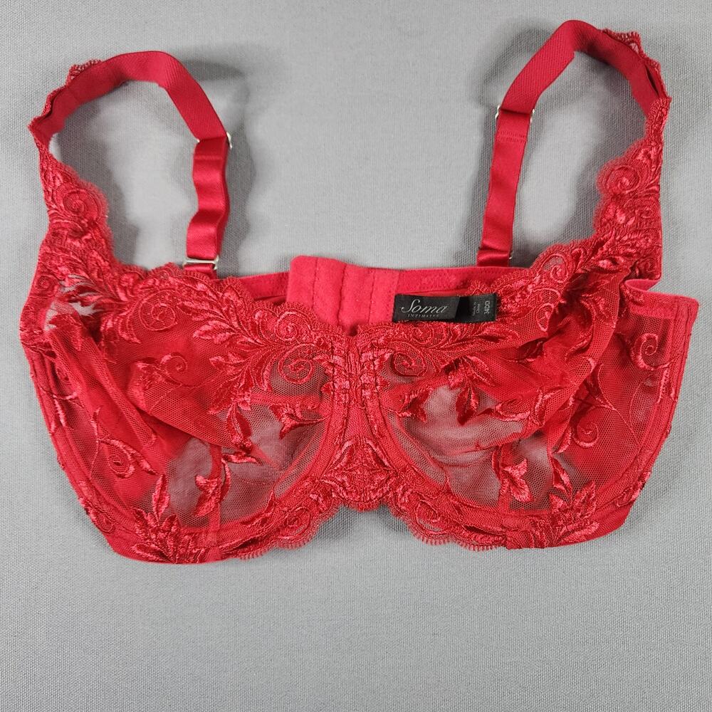 Red Lace Soma Intimates Bra Lingerie 34DD underwire